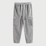 Wiaofellas  -  Autumn Fashion Multi Pockets Corduroy Pants Men Streetwear Casual Solid Color Cargo Pants Stylish Mens Drawstring Lace-up Pants