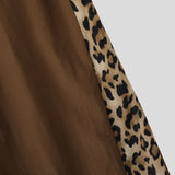 Wiaofellas  -  Men's Pants Leopard Print Patchwork Drawstring Joggers Wide Leg Pants For Man Streetwear Loose Fashion Casual Trousers