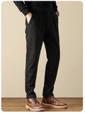 WIAOFELLAS  -  Korean Fashion Woolen Suit Pant Men Waist Button Straight Trouser Autumn Winter Business Casual Loose Light Mature Style Pants