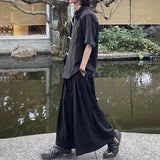 Wiaofellas  -  Y2k Casual Gothic Skirt Unisex Fashion Dark Daily Personality Loose Streetwear Versatile Samurai Skirt Unisex Can Be Belted