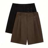 Wiaofellas  -  Men's Wide Leg Suit Shorts Summer Business Casual Elastic Half Baggy Pants Korean Fashion Men Office Formal Short Trousers