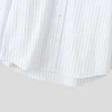 WIAOFELLAS  -  Men Striped Shirt Lapel Long Sleeve Loose Men Clothing Streetwear Korean Style Tops Fashion Leisure Male Shirts S-5XL