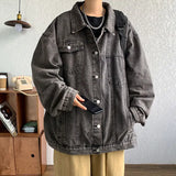 WIAOFELLAS  -  Denim Jacket Men's High Street Trendy Brand Loose Workwea Casual Versatile Lapel Couple Tops