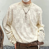 WIAOFELLAS  -  Japanese Half Collar Lace Base Pullovers New Unisex Style Knitted Long Sleeved T-shirt Men Hollowed Out Temperament Thin Sweater
