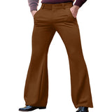 Wiaofellas  -  Men Flare Dress Pants Solid Color Button-down Casual Slightly Flared Trousers Luxury Premium British Elegant Straight Pant S-3XL