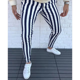 Wiaofellas  -  New Men's Pencil Pants Fashion Classic Casual Striped Print Trousers Male Streetwear Business Sport Slim Pants Men Clothing