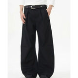 WIAOFELLAS  -  Pleated scimitar trousers for men in spring and autumn new trendy brand high-end loose straight trousers draped casual pants