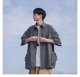 WIAOFELLAS  -  Working Short-sleeved Shirt Men's Summer Japanese Retro Loose Casual Half-sleeved Shirt American Handsome Fashion Jacket