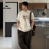Wiaofellas  -  Men‘s Korean Loose Fit Short Sleeve T-Shirt for Spring/Summer | Graphic Print Top 100% Cotton, Breathable, Sweat-Wicking