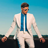 WIAOFELLAS White Slim Fit Men's Suit Two-piece Set New Fashionable Gentleman Handsome Male Formal Occasion Clothing