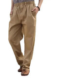 WIAOFELLAS  -  Spring Summer Thin Pants Plus Size 6XL Men's Loose Casual Trousers Cotton Elastic Waist Wide Leg Baggy Bottoms
