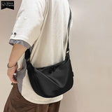 WIAOFELLAS  -  VC Minimalist Unisex Style Black Crossbody Bag Trend Lightweight Waterproof Nylon Messenger Bags for Men Versatile Shoulder Bag