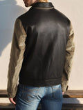WIAOFELLAS  -  Autumn Men's PU splicing Jackets Fashion Men Stretwear Windbreaker Pilot Coats Men Sports Baseball Uniform Jacket Clothing