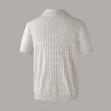 WIAOFELLAS  -  Summer New Men's Polo Shirt Versatile Simple Jacquard Stripe Splicing Color Tees Shirts Half Sleeve Knitted Men Sweater