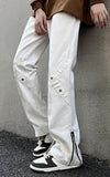 WIAOFELLAS  -  Solid Jeans Men Criss-cross Korean Style Trendy Straight Loose Ankle Length Daily All-match Fitness Washed Denim Normcore