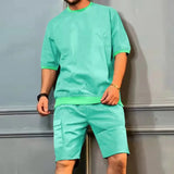 WIAOFELLAS  -  Fashion Summer Men Two Piece Sets O-Neck T-Shirts + Cargo Shorts Suits For Men Harajuku Casual Loose Outfits Streetwear