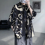 WIAOFELLAS  -  Mens Short Sleeve Shirts Contrast Y2K Harajuku Trendy Personality Print Short Sleeve Loose Handsome Youthful Chic Tops Summer