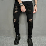 WIAOFELLAS  -  Daily Simple Pencil Pants Men Tight Fit Hole Jeans Spring Summer Fashion Vintage Skinny Stretch Denim Trousers Streetwear