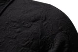 WIAOFELLAS  -  Mens Black Jacquard Floral Shirt Men Long Sleeve Casual Button Up Shirts Men Nightclub Party Stage Prom Tuxedo Shirt Male XXL