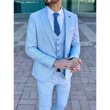 WIAOFELLAS  -  Summer Fashion Male Suit New Solid Color Notch Lapel Suit Slim Fit 3 Piece Business Formal Wedding Groom Tuxedo Custom Clothing