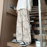 WIAOFELLAS  -  Corduroy Tie-dye Irregular Pants for Men American Loose Casual Sports Wide-leg Trousers