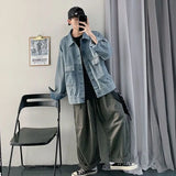 WIAOFELLAS  -  New Style Casual and Lazy Youthful Trend Big Pocket Temperament Denim Jacket Men's Fashionable and Handsome