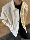 WIAOFELLAS  -  Streetwear Fashion Mens Jacket Coat 2025 Spring Fall Casual Solid Color Buttoned Lapel Jackets Men Vintage Long Sleeve Outerwear
