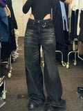 Wiaofellas  -  Vintage Black Wide Leg Jeans Women Oversized High Street Korean Fashion Baggy Denim Trousers Grunge Y2k Female Hip Hop