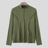WIAOFELLAS  -  Men T Shirt Solid Color Knitted Turtleneck Long Sleeve Male Tee Tops Streetwear Fashion Casual Men Clothing S-5XL 2026