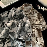 Wiaofellas  -  Trendy Men's Tie-Dye Short Sleeve Shirt - Breathable Casual Summer Top Streetwear Fashion Hawaiian Shirt for Man M-XXXXXL