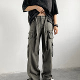 WIAOFELLAS  -  Autumn Workwear Casual Pants Men's New Multi Pocket Ribbon Trendy Retro Loose Hip Hop