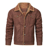 Wiaofellas  -  Men's Casual Winter Jacket Warm Coat Jacket Turn Down Collar Long Sleeve Zipper Pocket Fashion Jacket Autumn Coats Men Clothing