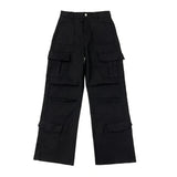WIAOFELLAS  -  American High Street Fashion Trend Multi-Pocket Overalls Pant Unisex 2025 Summer New Solid Color Loose Straight Casual Pants Men