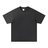 WIAOFELLAS  -  Solid Cotton Men's T-shirts Short-sleeved Round Neck Black Beige T-Shirt Classic Heavyweight Oversized Tees Tops