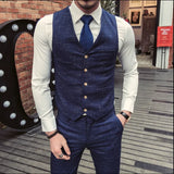 Wiaofellas  -  Boutique (Blazer + Vest + Trousers) Men's British Style Business Elegant Fashion Casual Party Gentleman Dress Three-piece Suit