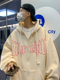 WIAOFELLAS  -  Autumn Goth Letter Foam Print Zip up Hoodies For Men Y2K Streetwear Loose Sweatshirts Female Hip Hop Oversized Hoodie Tracksuit