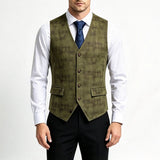 Wiaofellas  -  Autumn Warm Plaid Print Suede Waistcoat Mens Daily Outdoor Slim Fit Single Breasted Tank Tops Male Streetwear Vintage Vests