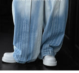 WIAOFELLAS  -  American Heritage Jeans 2025 Wide Leg Vintage Wash Unisex Oversized Denim Pants Artisanal Detailing Spring Summer Essential