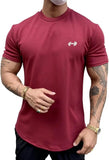 Wiaofellas  -  Men's Short Sleeve Sport T-Shirt Summer Solid Color Roung Neck Gym Slim Tees Youth Casual Breathe Running Top