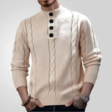 WIAOFELLAS  -  Spring and Autumn Men's Button-up Collar Knitwear Casual Floral Solid Color Pullover Sweater Men's Business Casual Pullover