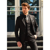 Wiaofellas  -  Black Men Suits Classic Single Breasted Peak Lapel Wedding Tuxedo Chic Smart Casual Slim Suits 3 Piece (Jacket+Vest+Pants)