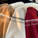 WIAOFELLAS  -  New Men's High Street Letter Printed Hooded Sweatshirts Casual Loose Vintage Hip Hop Hoodies Aesthetic Fashion Y2K Hoodie