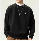 WIAOFELLAS  -  Spring and Autumn Men's 2024 New Splicing Pullovers O-Neck Letter Fashion Solid Color Loose Casual Long Sleeve Sweatshirts