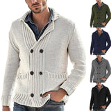Wiaofellas  -  Men's Winter Knit Cardigan Jacket Luxury Button-down Sweater Fashion Long Sleeve Solid Color Streetwear Leisure Warmth Coats
