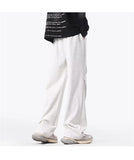WIAOFELLAS  -  New Men's Pleated Straight Wide-leg Sweatpants Hip Hop Solid Color Baggy Pants Korean Fashion Y2K Streetwear Gray Trousers