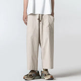 Wiaofellas  -  Summer Cotton Casual Pants Men Oversized Wide Leg Pants Men Japanese Streetwear Hip-hop Loose Straight Pants Men Trousers M-3XL
