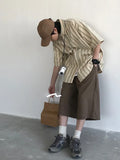 WIAOFELLAS  -  Summer Retro Brown Workwear Seven-Foot Pants Men's Loose Straight Wide Leg West Pants Trendy Casual Trousers