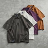 WIAOFELLAS  -  Heavy lapel short-sleeved POLO shirt men's youth fashion business daily casual bead cotton embroidery T-shirt