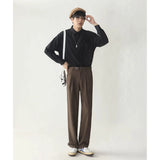 Wiaofellas  -  Men's Casual Straight Leg Pants Spring Autumn Drapey Loose Fit Faionable Versatile Long Trousers Youthful ular Sle