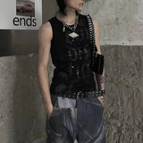 WIAOFELLAS  -  Summer New Men's Letter Print Sleeveless T-Shirt Unisex American Retro Fashion Trend Street Hip Hop Loose Casual Niche Men's Top